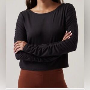 Athleta All Around Ruched Top Sz L Athletic Sporty Workout